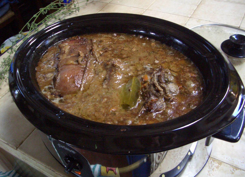 Stracotto in a slow cooker, a dish from the long band